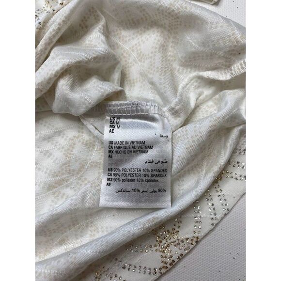 JM Collection Blouse Top Medium White Women's Glitter‎ Sparkle NEW - Picture 5 of 6